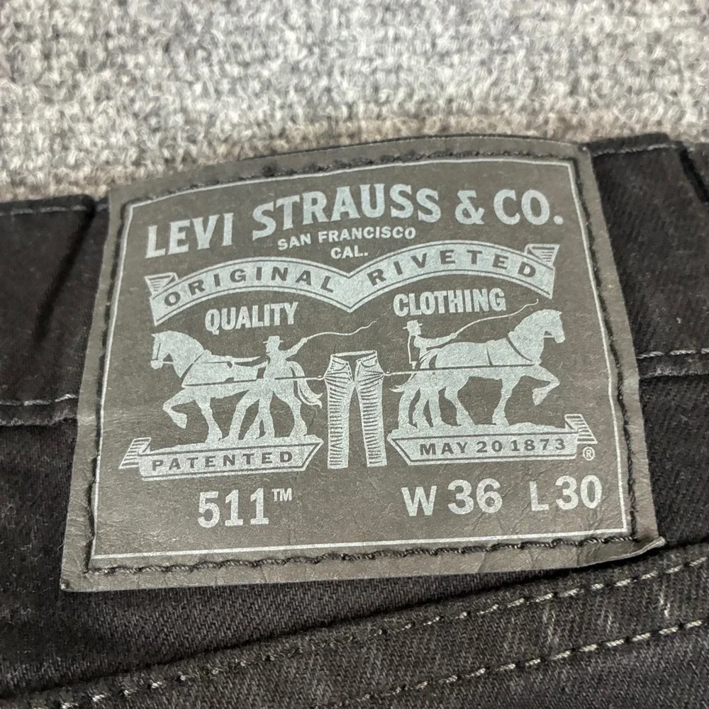 Levis 511 Slim Fit Jeans Mens Size 36x30 Black Denim Pants 04511-1907